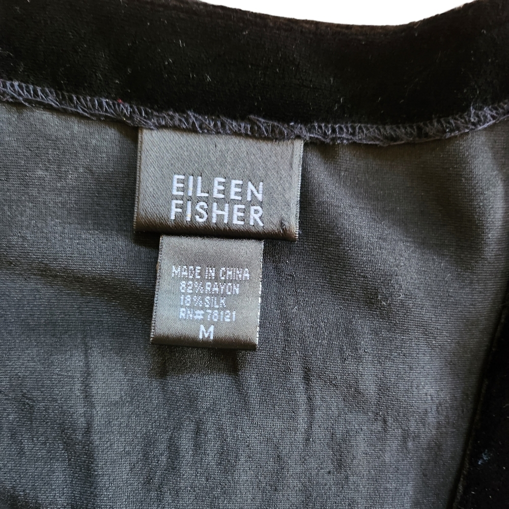 Eileen Fisher Womens Velvet One Button Cardigan Black Size Medium A37 - Picture 3 of 7